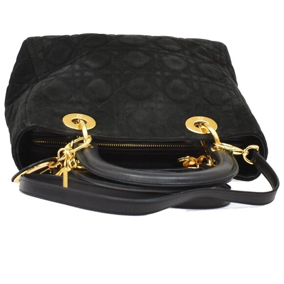 CHRISTIAN DIOR Lady Cannage 2Way Shoulder Hand Bag Suede Leather Black 43KB146 - Picture 5 of 15